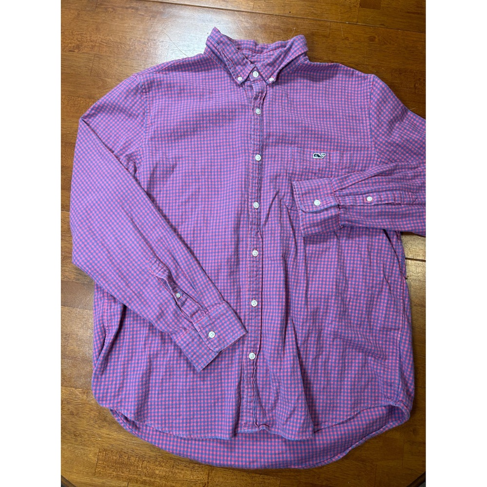 Vineyard Vines Tucker Shirt Mens XL Red Blue Gingham Slim Fit Button Down